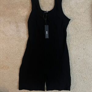 Fashion Nova 2X Ribbed Black Romper